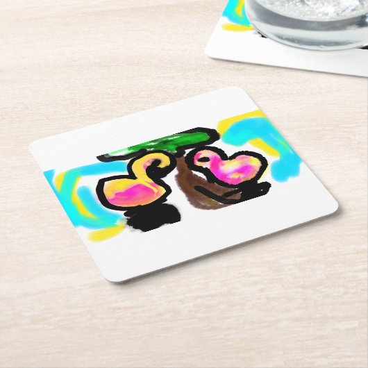 Roze flamingo's bruiloft kartonnen onderzetters (Schuin)