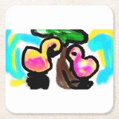 Roze flamingo's bruiloft kartonnen onderzetters (Voorkant)