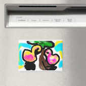 Roze flamingo's bruiloft magneet (Insitu (Vaatwasser))