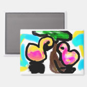 Roze flamingo's bruiloft magneet (Voorkant / Achterkant)