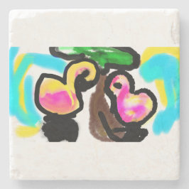 Roze flamingo's bruiloft stenen onderzetter