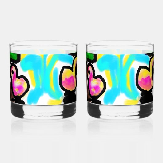 Roze flamingo's bruiloft whisky glas (Links)