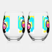 Roze flamingo's bruiloft wijnglas zonder voet (Links)