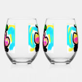 Roze flamingo's bruiloft wijnglas zonder voet (Rechts)