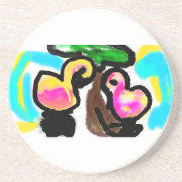 Roze flamingo's bruiloft zandsteen onderzetter