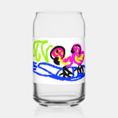 Roze flamingo's bruiloft zomer leuke koffie blikvorm glas (Voorkant)