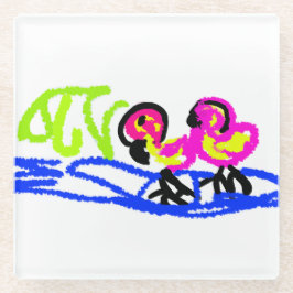 Roze flamingo's bruiloft zomer plezier glazen onderzetter