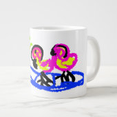 Roze flamingo's bruiloft zomer plezier grote koffiekop (Voorkant rechts)