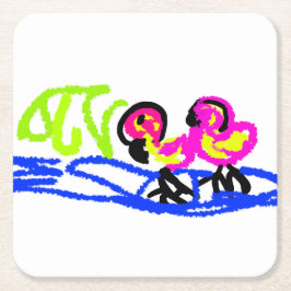 Roze flamingo's bruiloft zomer plezier kartonnen onderzetters