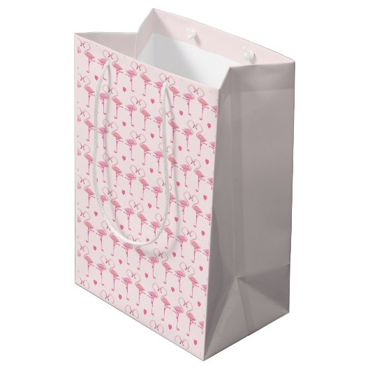 Roze flamingos-cadeautas medium cadeauzakje (Achterkant Gekanteld)