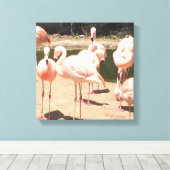 Roze Flamingo's Canvas Afdruk (Insitu (Houten vloer))