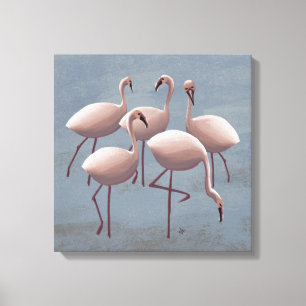 Roze Flamingo's Canvas Serengeti Wildebeest Safa Afdruk