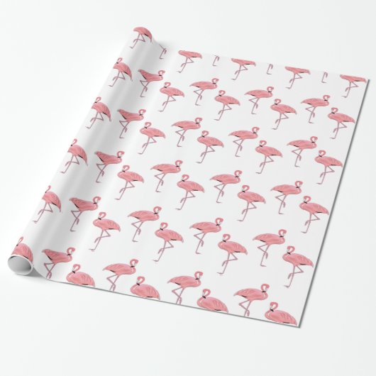 Roze Flamingo's Classic Tropisch Patroon Cadeaupapier (Uitgerold)