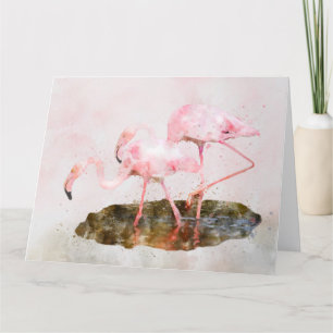 Roze Flamingos Companionship Waterverf Bedankkaart