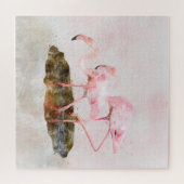 Roze Flamingos Companionship Waterverf Legpuzzel (Horizontaal)