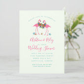Roze flamingos Couples Wedding Shower Invitation Kaart (Staand voorkant)