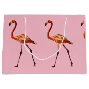 Roze Flamingos Custom Gift Bag - Groot, glanzend Groot Cadeauzakje
