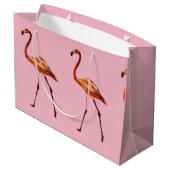 Roze Flamingos Custom Gift Bag - Groot, glanzend Groot Cadeauzakje (Achterkant Gekanteld)