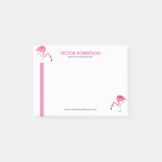 Roze flamingo's & decoratieve strepen post-it® notes (Voorkant)