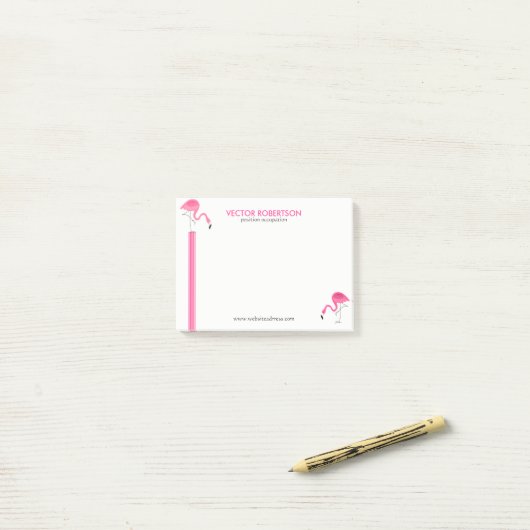 Roze flamingo's & decoratieve strepen post-it® notes (Op bureau)