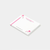Roze flamingo's & decoratieve strepen post-it® notes (Schuin)