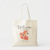 Roze Flamingo's Destination Wedding Welkom Tote Bag (Voorkant)