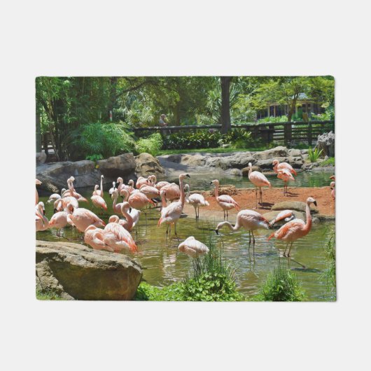 Roze flamingos Deurklep Deurmat (Voorkant)