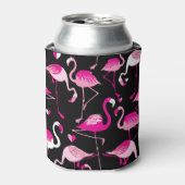 Roze flamingo's, donker naadloos patroon. blikjeskoeler (Blikje Voorkant)