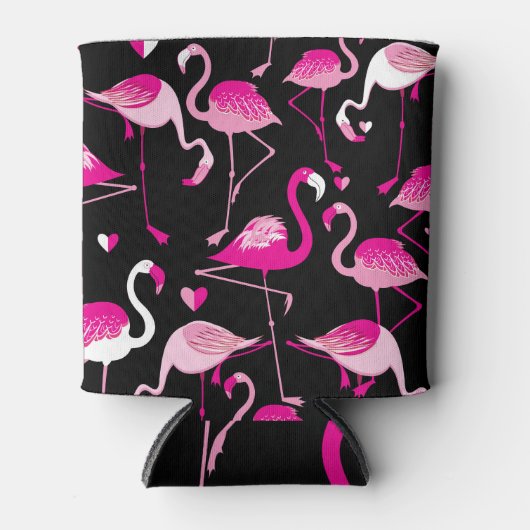 Roze flamingo's, donker naadloos patroon. blikjeskoeler (Voorkant)