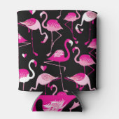 Roze flamingo's, donker naadloos patroon. blikjeskoeler (Achterkant)