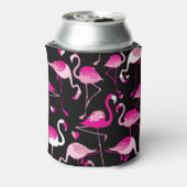 Roze flamingo's, donker naadloos patroon. blikjeskoeler (Blikje Achterkant)