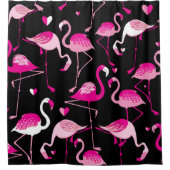 Roze flamingo's, donker naadloos patroon. douchegordijn (Voorkant)