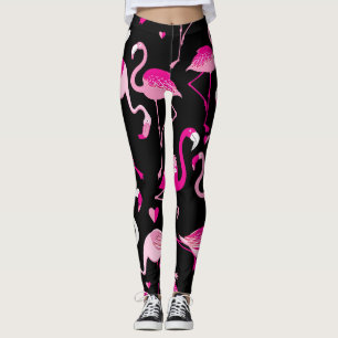 Roze flamingo's, donker naadloos patroon. leggings