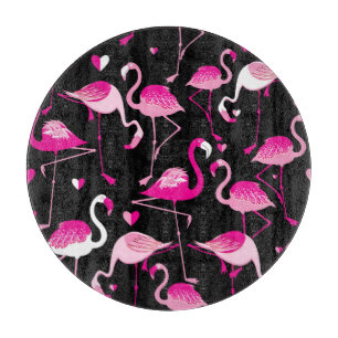 Roze flamingo's, donker naadloos patroon. snijplank