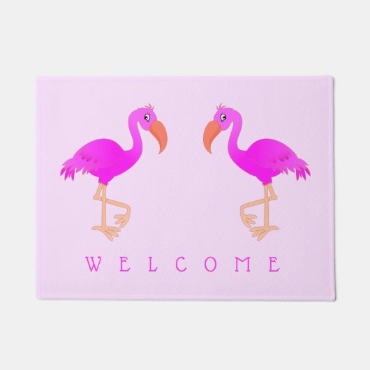 Roze flamingos Doormat - Welkom - uw kleuren Deurmat (Voorkant)