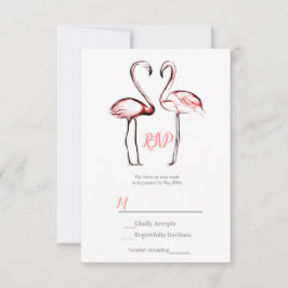 Roze Flamingo's Elegante Trouw-RSVP RSVP Kaartje