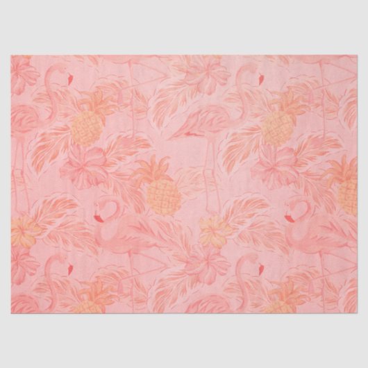 Roze Flamingo's en Ananas Tissuepapier (Voorkant)