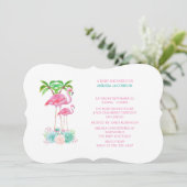Roze flamingos en Floral Bouquet Baby shower Kaart (Staand voorkant)