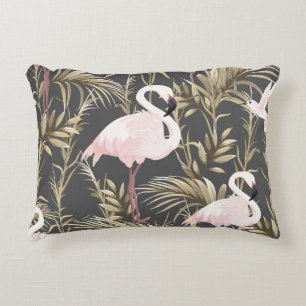Roze flamingos en gouden planten naadloos patroon accent kussen