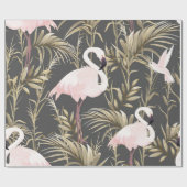 Roze flamingos en gouden planten naadloos patroon cadeaupapier (Vlak)