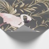 Roze flamingos en gouden planten naadloos patroon cadeaupapier (Hoek)