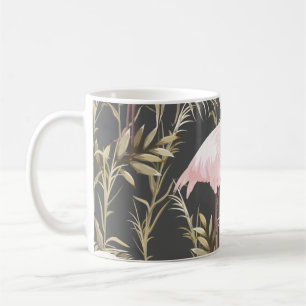 Roze flamingos en gouden planten naadloos patroon koffiemok