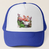 Roze flamingos en groene Planten Trucker Pet (Voorkant)