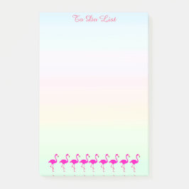 Roze flamingos en kalligrafie op pasteltinten post-it® notes