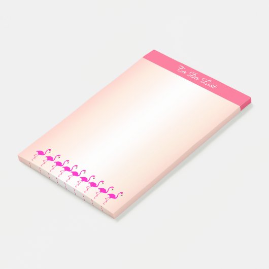 Roze flamingos en kalligrafie op roze tinten post-it® notes (Schuin)