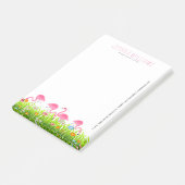 Roze flamingo's en kleurrijke lentebloemen post-it® notes (Schuin)