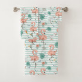 Roze flamingo's en meeuwen bad handdoek (Insitu)