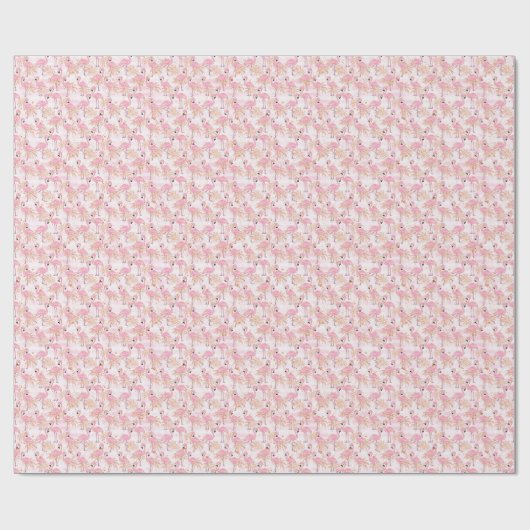 Roze flamingo's en palmbomen cadeaupapier (Vlak)
