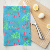 Roze flamingos en palmbomen theedoek (Quarter Fold)