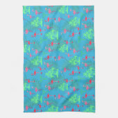 Roze flamingos en palmbomen theedoek (Verticaal)